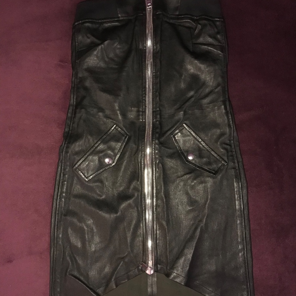 RTA Kenzie Strapless Zip Leather Mini Dress - Picture 3 of 6